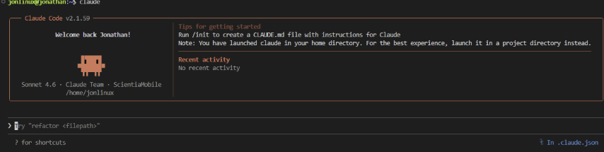 Claude Code welcome screen in the terminal