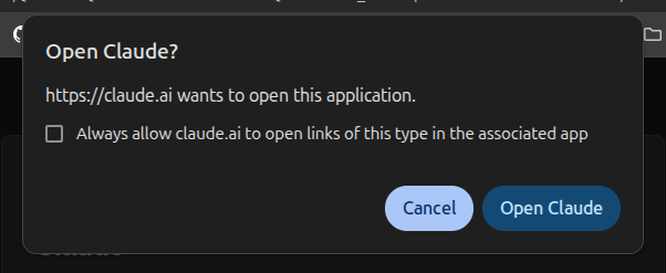 Browser prompt to redirect back to Claude Desktop after authentication