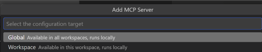 VS Code prompt for choosing configuration target scope